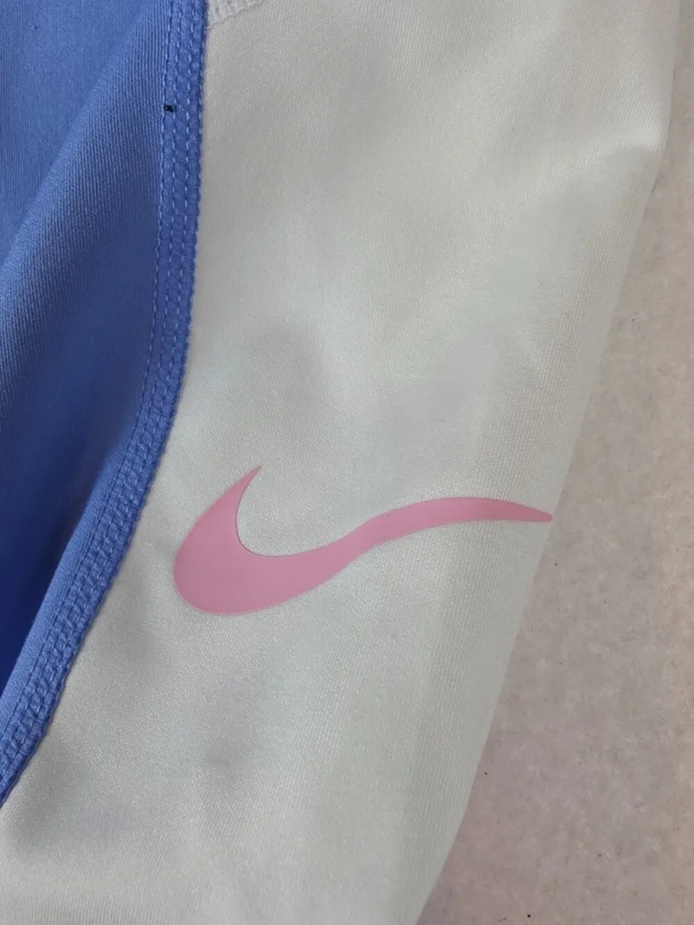 Nike Dri-FIT Girls Colorblock Activewear Leggings PeriWinkle Pink & White Size L
